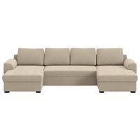 Wohnlandschaft m. Bettfunktion Cord braun, B:327cm - Schwarz/Braun, Trend, Textil (154/327/86cm) - MID.YOU