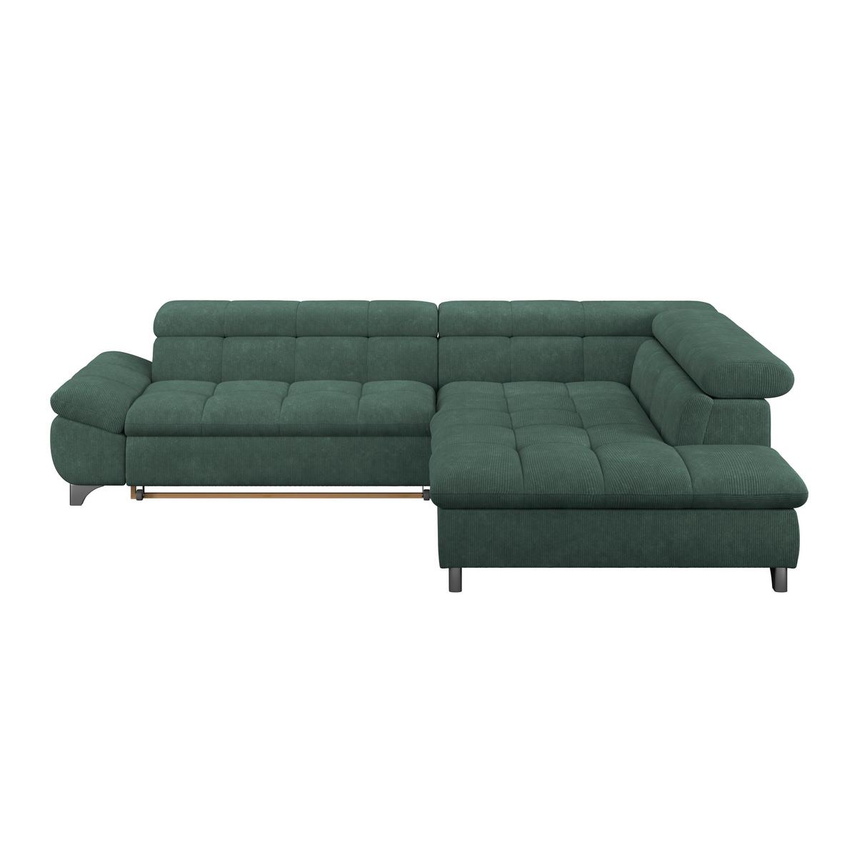 Ecksofa Gemini Waldgrün, B: 312cm - Waldgrün/Chromfarben, KONVENTIONELL, Textil (312/234cm)