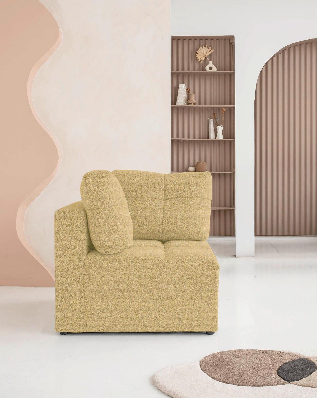 Sofaelement Lulu Gelb B: 91cm - Gelb/Schwarz, Design, Textil (91/94/91cm) - MID.YOU