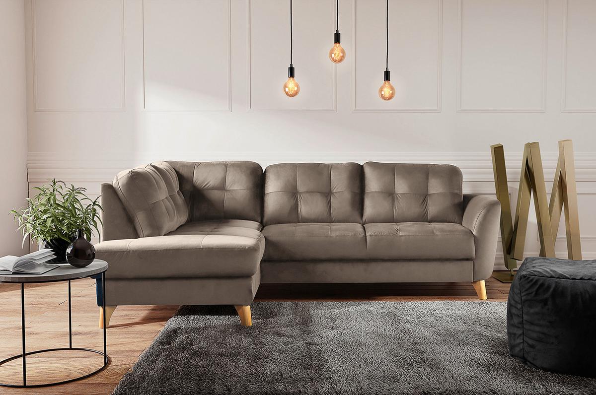 Ecksofa Nordic, Beige S: 190x236 cm - Beige/Buchefarben, Design, Textil (190/236cm) - Livetastic