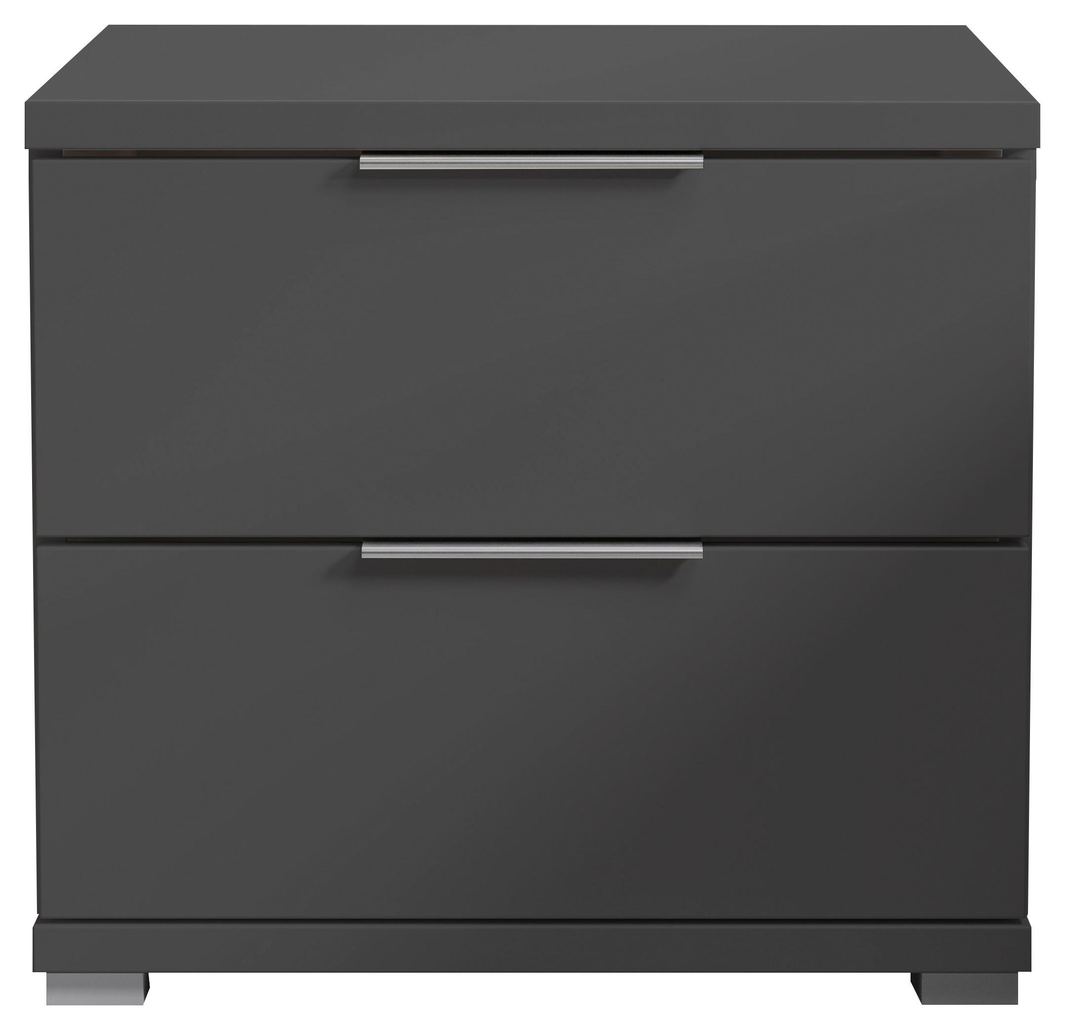 Nachtkästchen Smilla 2l G - Alufarben/Graphitfarben, KONVENTIONELL, Holzwerkstoff (46/43/42cm)
