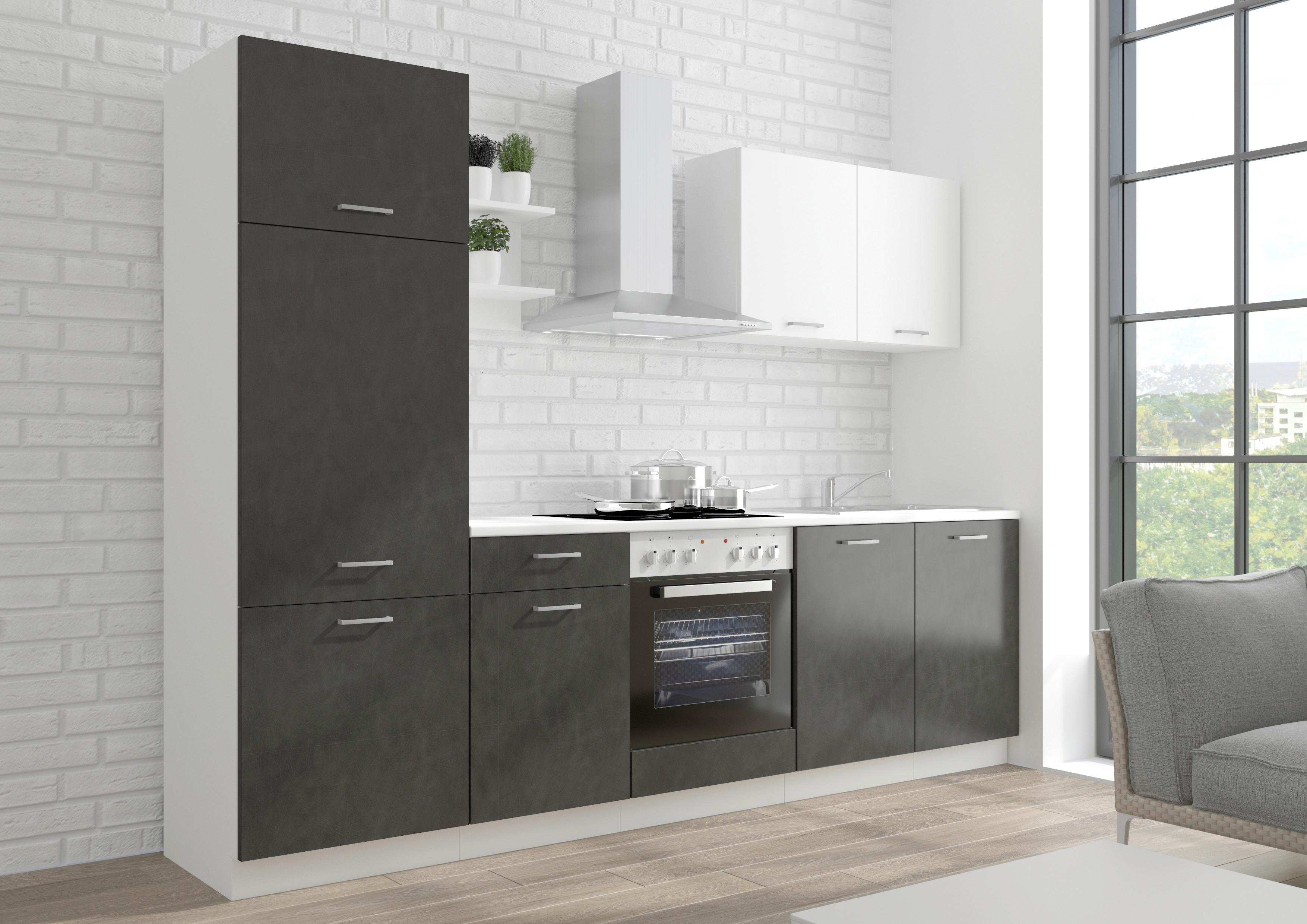 Kuchynský blok PROMO bez spotrebičov, šírka 270 cm - sivá/biela, Design, kompozitné drevo/plast (270cm) - P & B