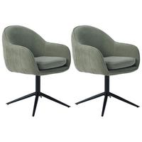 Armlehnstuhl Amara Leinenoptik Grün, B: 60 Cm - Schwarz/Grün, KONVENTIONELL, Holz/Textil (60/81/62cm) - MID.YOU