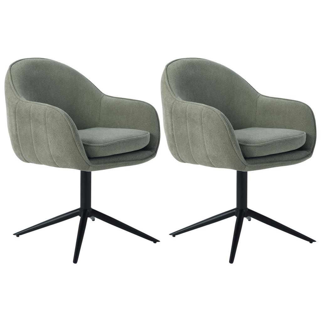 Armlehnstuhl Amara Leinenoptik Grün, B: 60 Cm