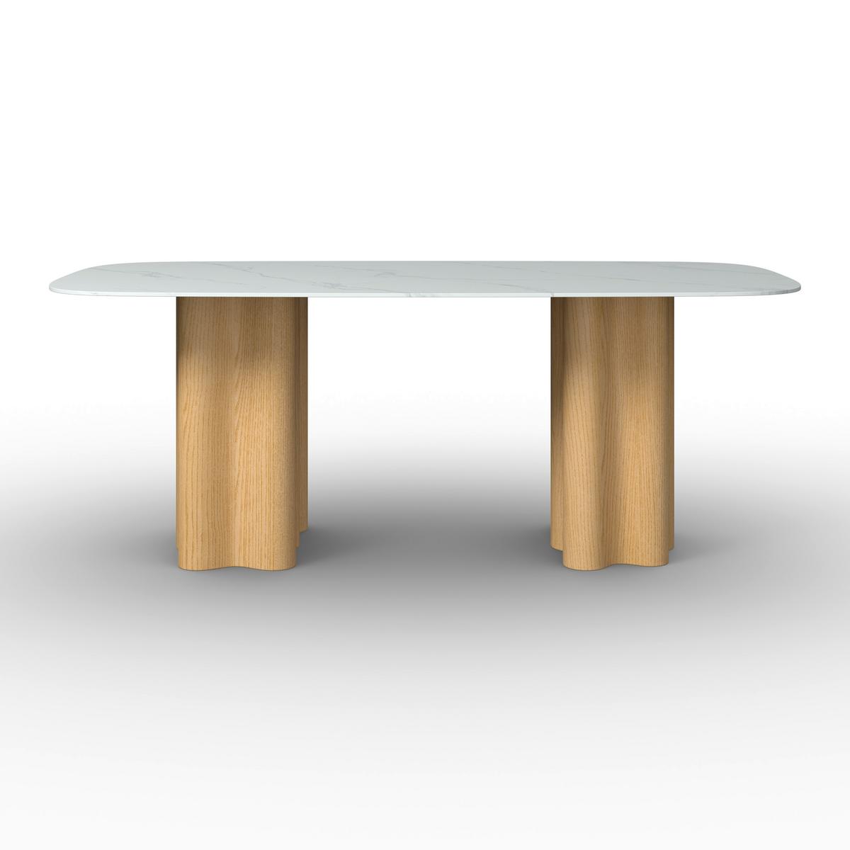 Jídelní stůl Elenya, š: 200 cm - bílá/barvy dubu, Moderní, dřevo/kompozitní dřevo (200/76/100cm) - Bessagi Home