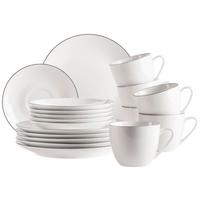 Kaffeeservice Felise Porzellan 6 Personen Geschirr Set - Schwarz/Weiß, Trend, Keramik - Mäser