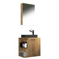 Gästebad Hausa Bl - Honigeiche/Schwarz, MODERN, Glas/Keramik (52cm) - MID.YOU