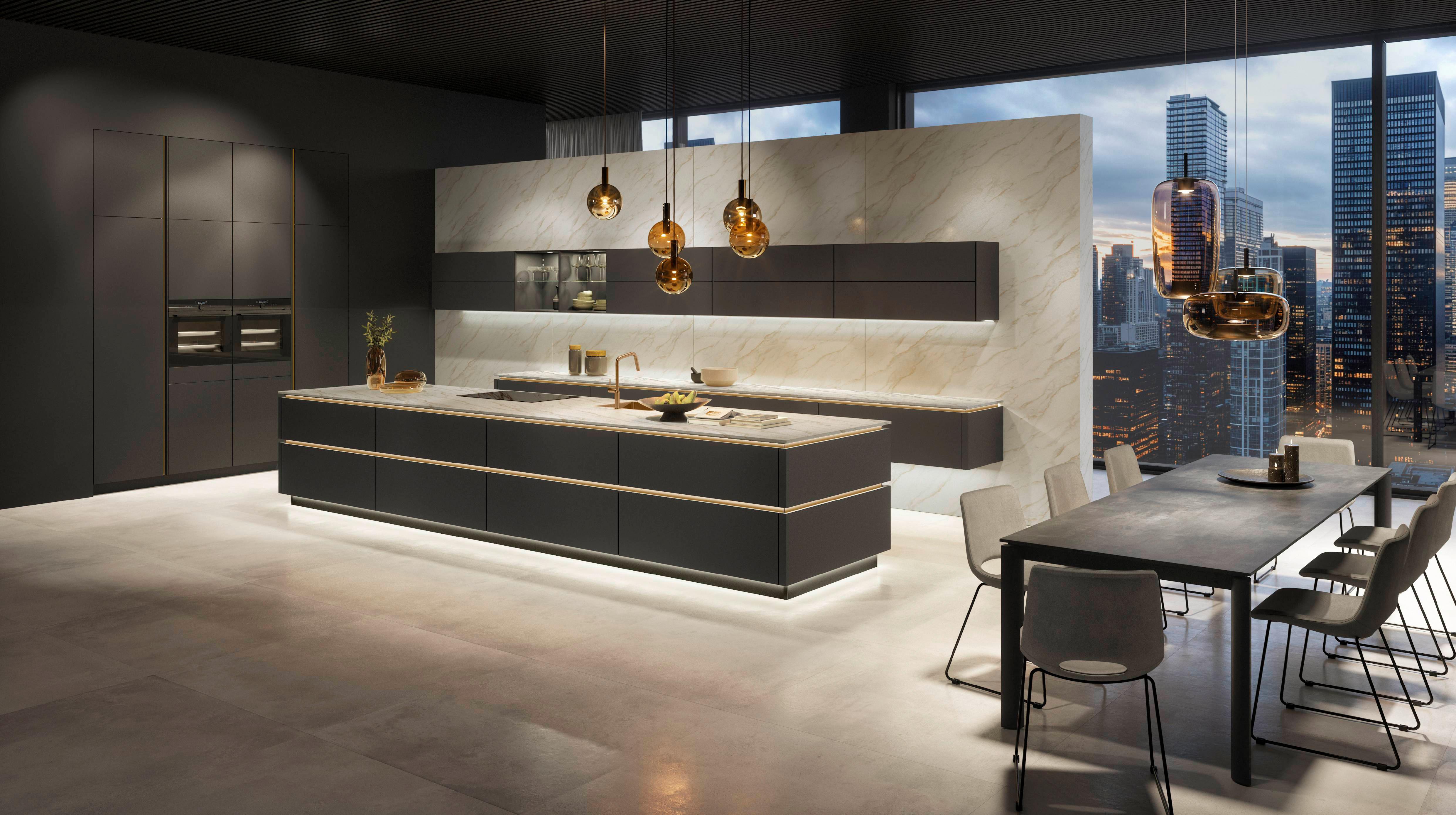 Einbauküche Eastbourne Frei Planbar Modern, grifflos - MODERN, Holzwerkstoff - Vertico