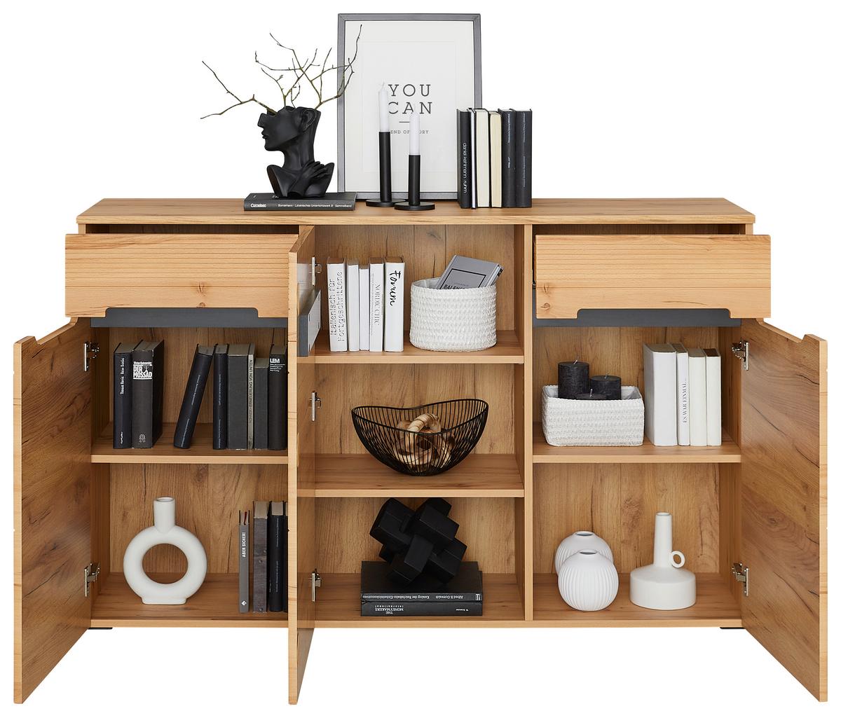 Kommode 139,6 cm Alana Crenata Dekor - MODERN, Holzwerkstoff (139,6cm)