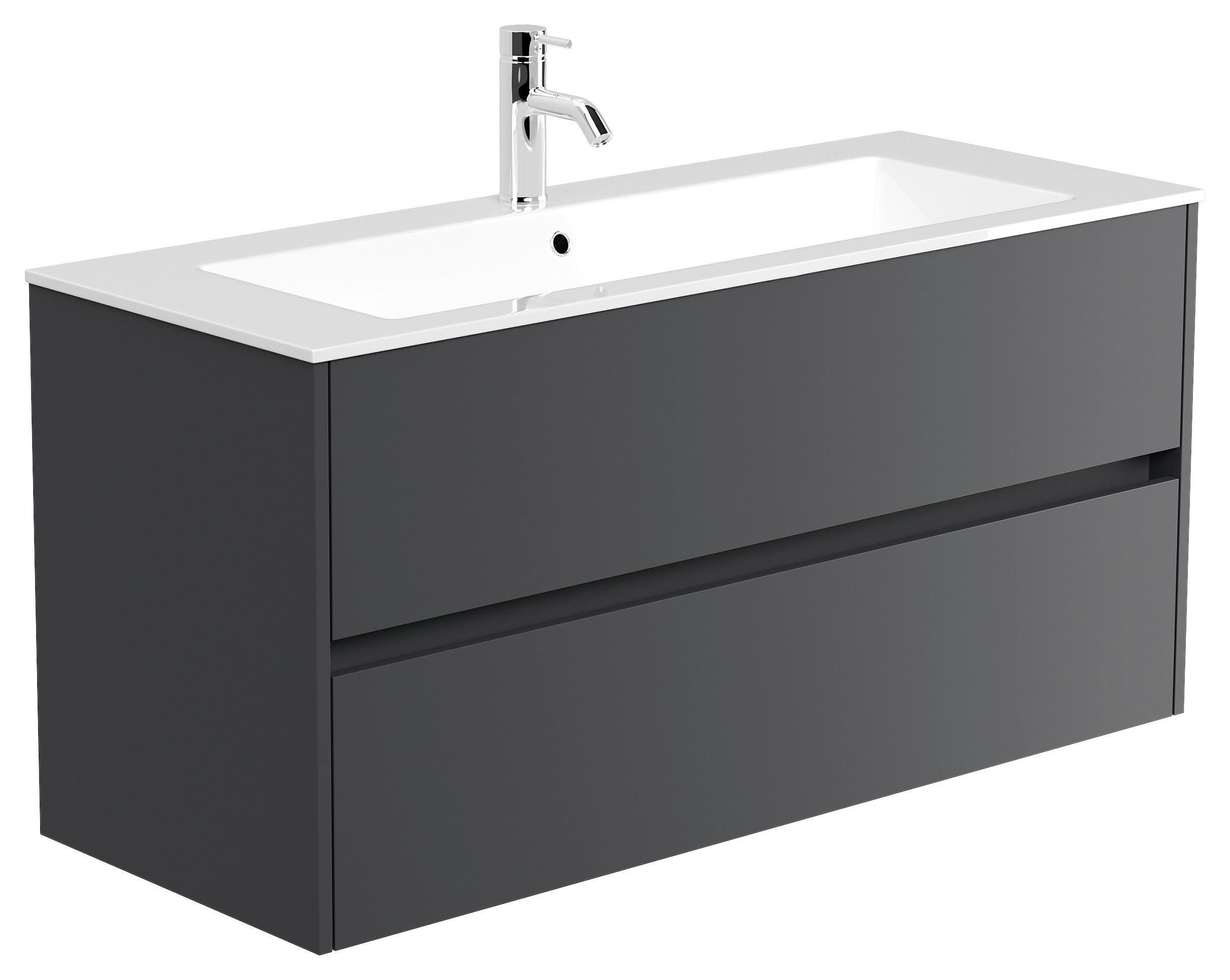 Waschtischkombi Limes Graphitfarben B: 120 Cm - Graphitfarben/Weiß, MODERN, Holzwerkstoff/Stein (120/58,8/46,5cm) - MID.YOU