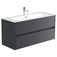 Waschtischkombi Limes Graphitfarben B: 120 Cm - Graphitfarben/Weiß, MODERN, Holzwerkstoff/Stein (120/58,8/46,5cm) - MID.YOU