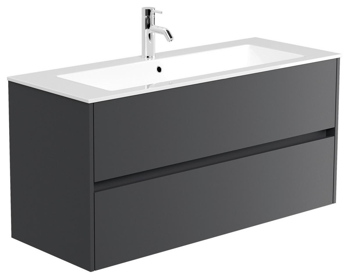 Waschtischkombi Limes Graphitfarben B: 120 Cm - Graphitfarben/Weiß, MODERN, Holzwerkstoff/Stein (120/58,8/46,5cm) - MID.YOU