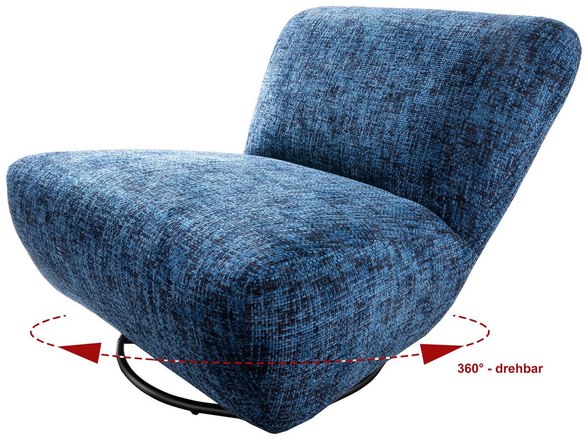 XXL-Sessel Cremallo, Blau B: 95 cm - Blau/Schwarz, Trend, Textil (95/77/94cm) - Livetastic