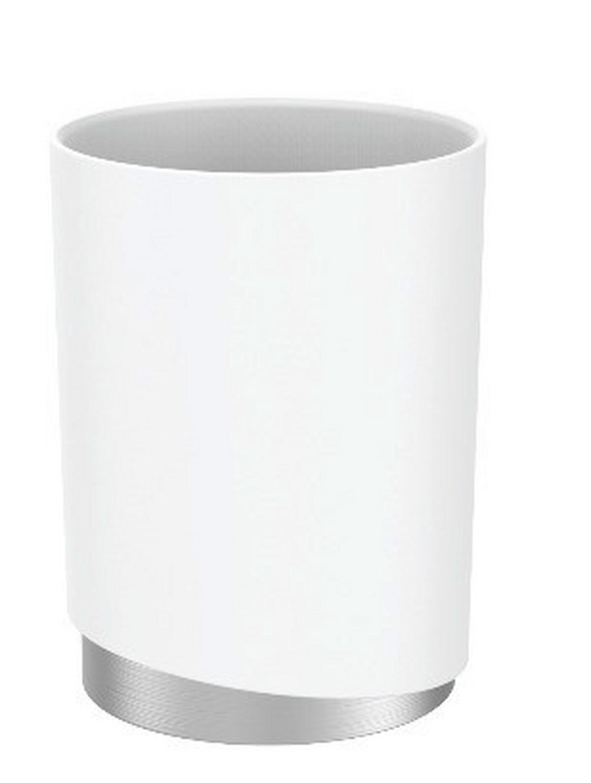 POHÁR NA ZUBNÉ KEFKY CHRIS - biela, Modern, kov/plast (8/11cm) - Premium Living