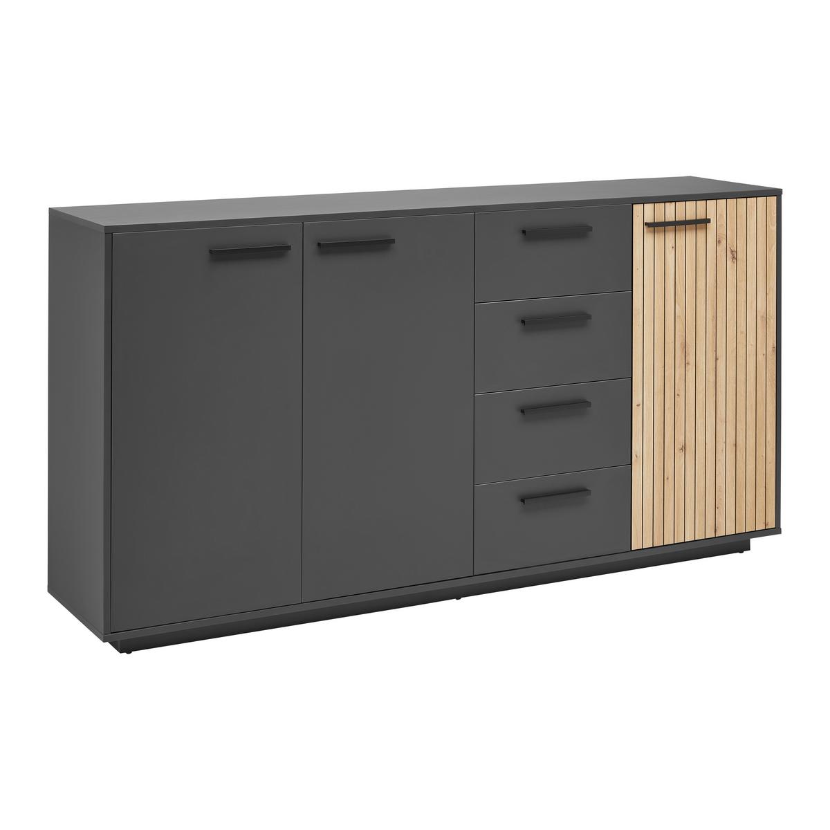 ŠIROKÁ KOMODA LUKAS -EXKLUSIV- - černá/antracitová, Moderní, kompozitní dřevo/plast (183,6/95,4/40,2cm) - Mömax