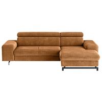 Ecksofa mit Bettkasten Emma Cognac 267x165 cm - Cognac/Schwarz, Textil (267/165cm) - MID.YOU