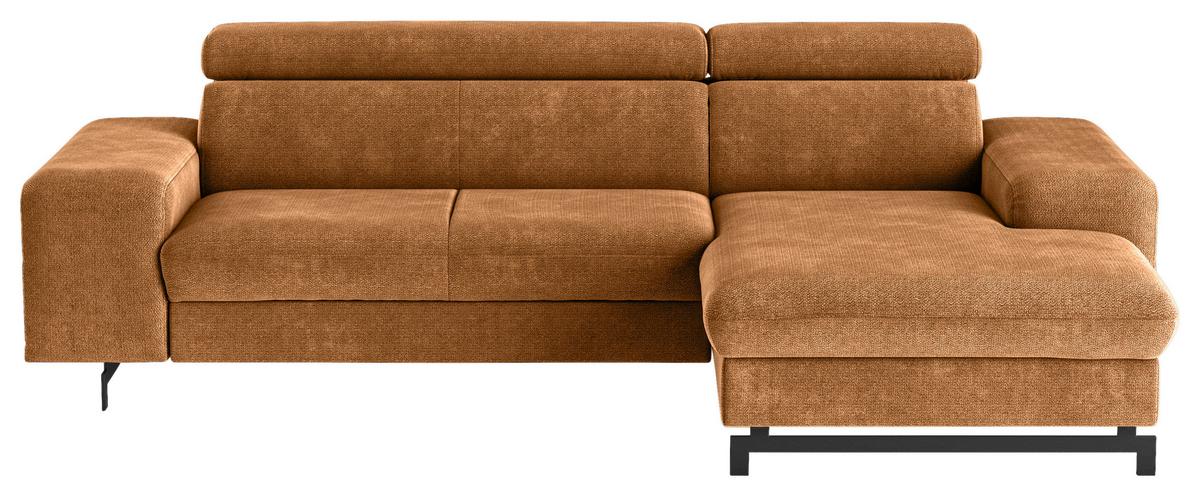 Ecksofa mit Bettkasten Emma Cognac 267x165 cm - Cognac/Schwarz, Textil (267/165cm) - MID.YOU