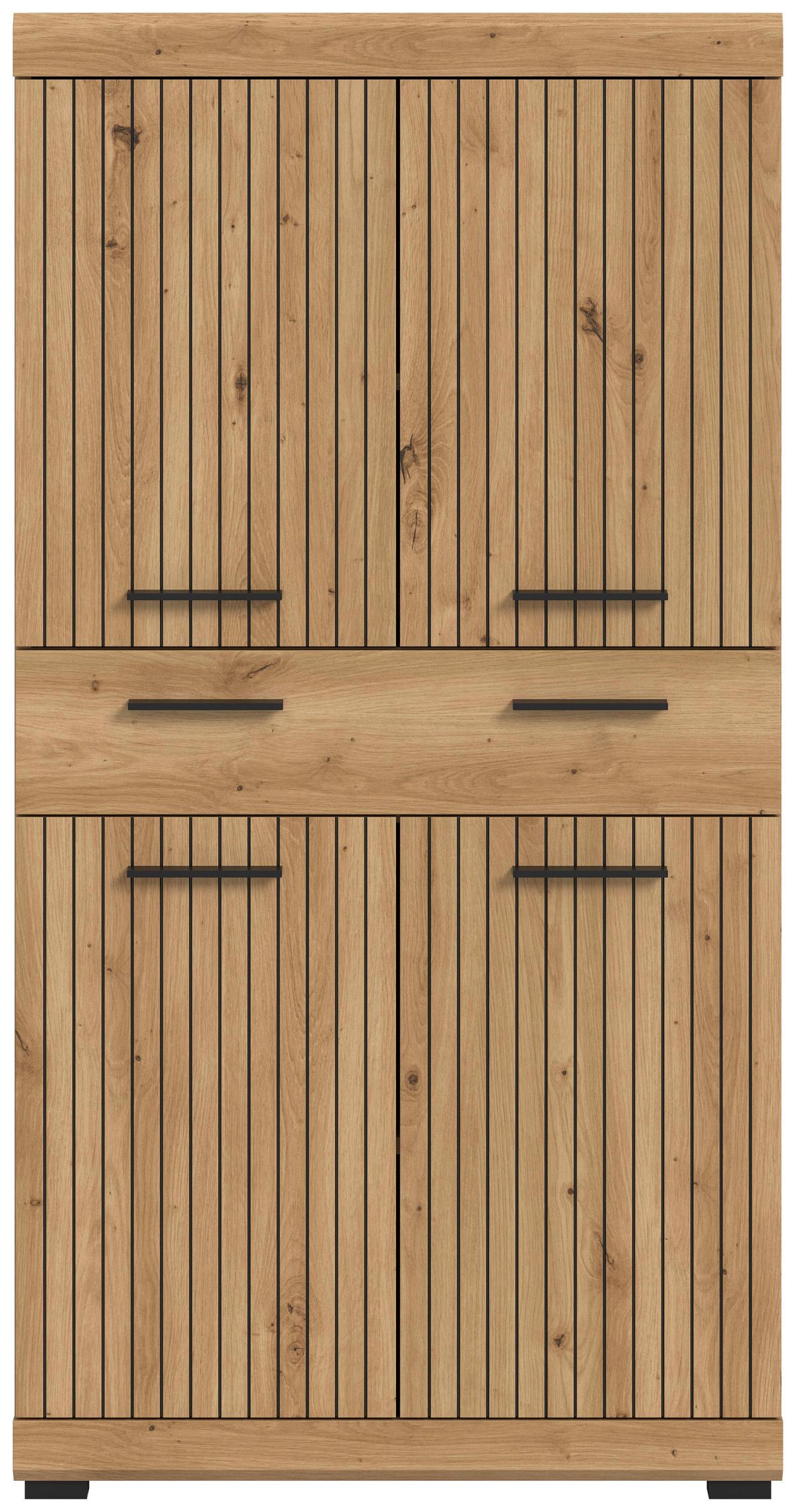 Midischrank Scout Eiche Artisan Dekor B: 74cm - Schwarz/Eiche Artisan, Trend, Holzwerkstoff (74/141/31cm) - MID.YOU