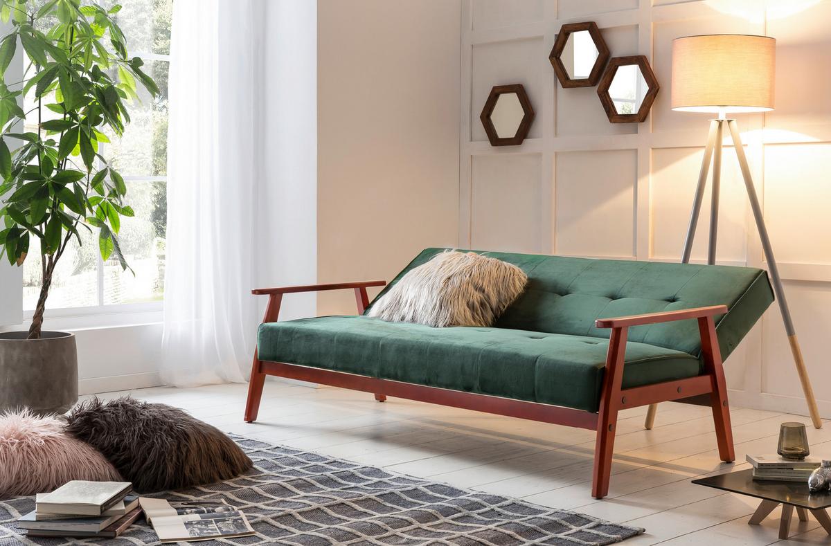 Schlafsofa Kirschbaumfarben/Grün 190 cm - Kirschbaumfarben/Grün, MODERN, Holz/Textil (190/81/85cm) - Livetastic