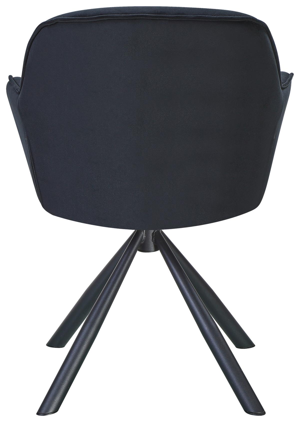 Armlehnstuhl Silvi Samt Schwaz 360° drehbar - Schwarz, KONVENTIONELL, Textil/Metall (62/85/62cm)