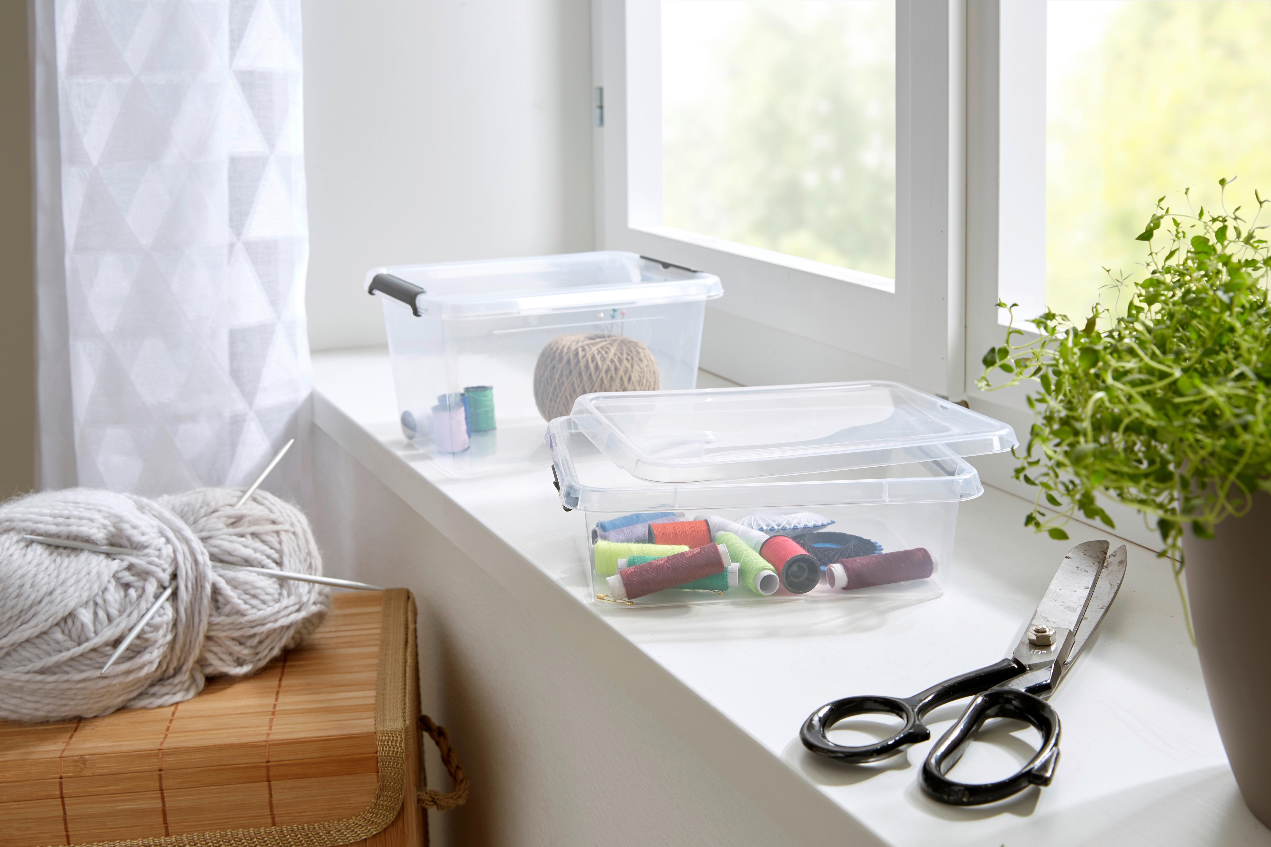 Aufbewahrungsbox Mit Deckel Mila 2l, 15x11,5x19,5 Cm - Transparent/Schwarz, KONVENTIONELL, Kunststoff (15/11,5/19,5cm) - Homezone