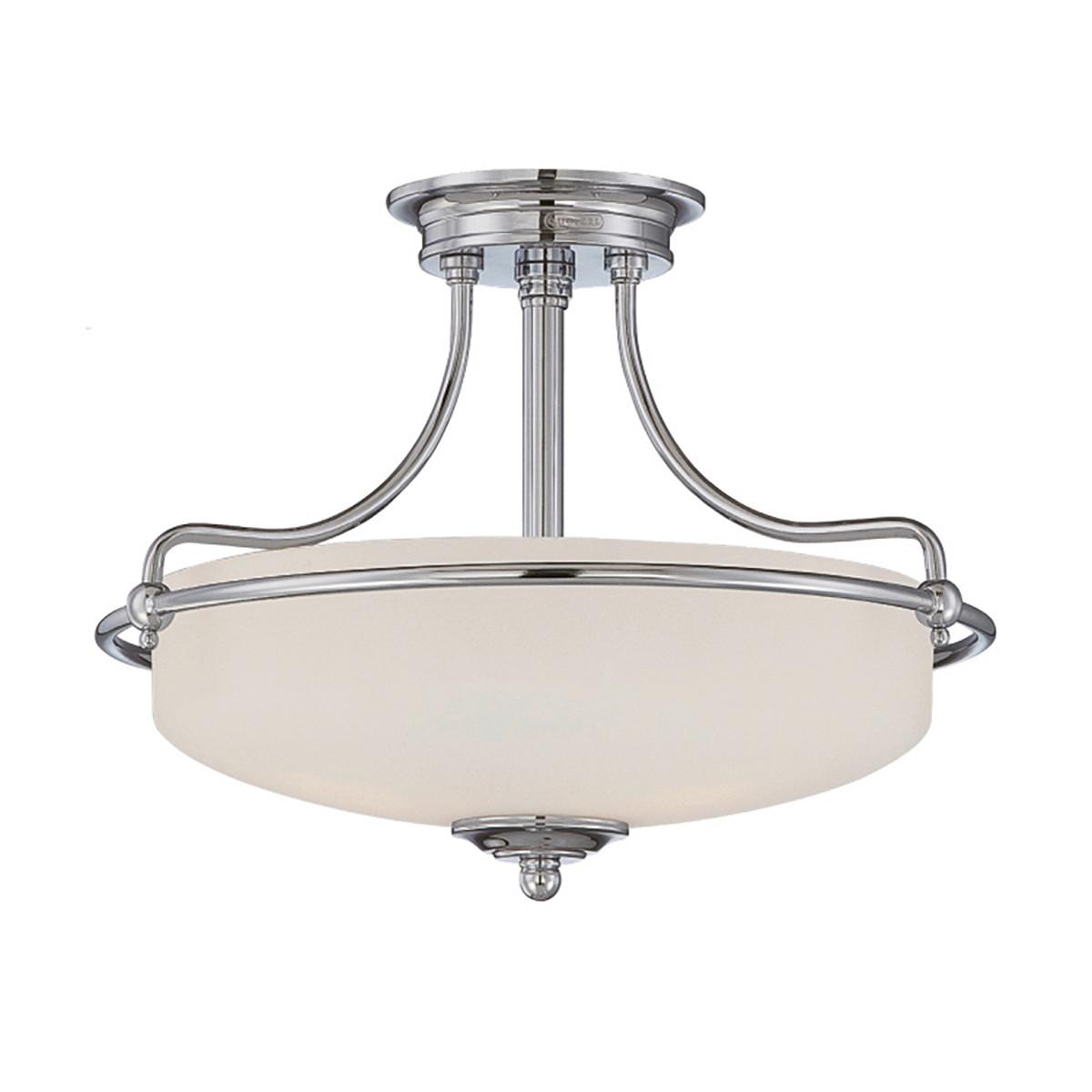 DECKENLEUCHTE QZ-GRIFFIN-SFS-AN - Nickelfarben, Natur, Glas/Metall (42.2/30.1cm) - Elstead Lighting
