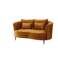 2-Sitzer-Sofa Gelb Velours, Rücken Echt B: 179 cm - Gelb/Schwarz, MODERN, Textil (179/85/101cm) - Livetastic