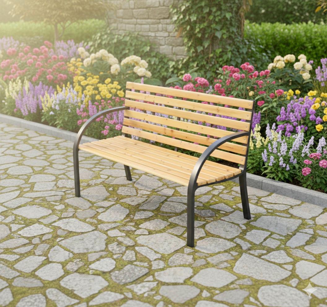 Gartenbank Osaka Tannenzapfen, Metall in Braun B: 122 cm - Tannenholzfarben, Basics, Naturmaterialien/Metall (122/60/83cm)