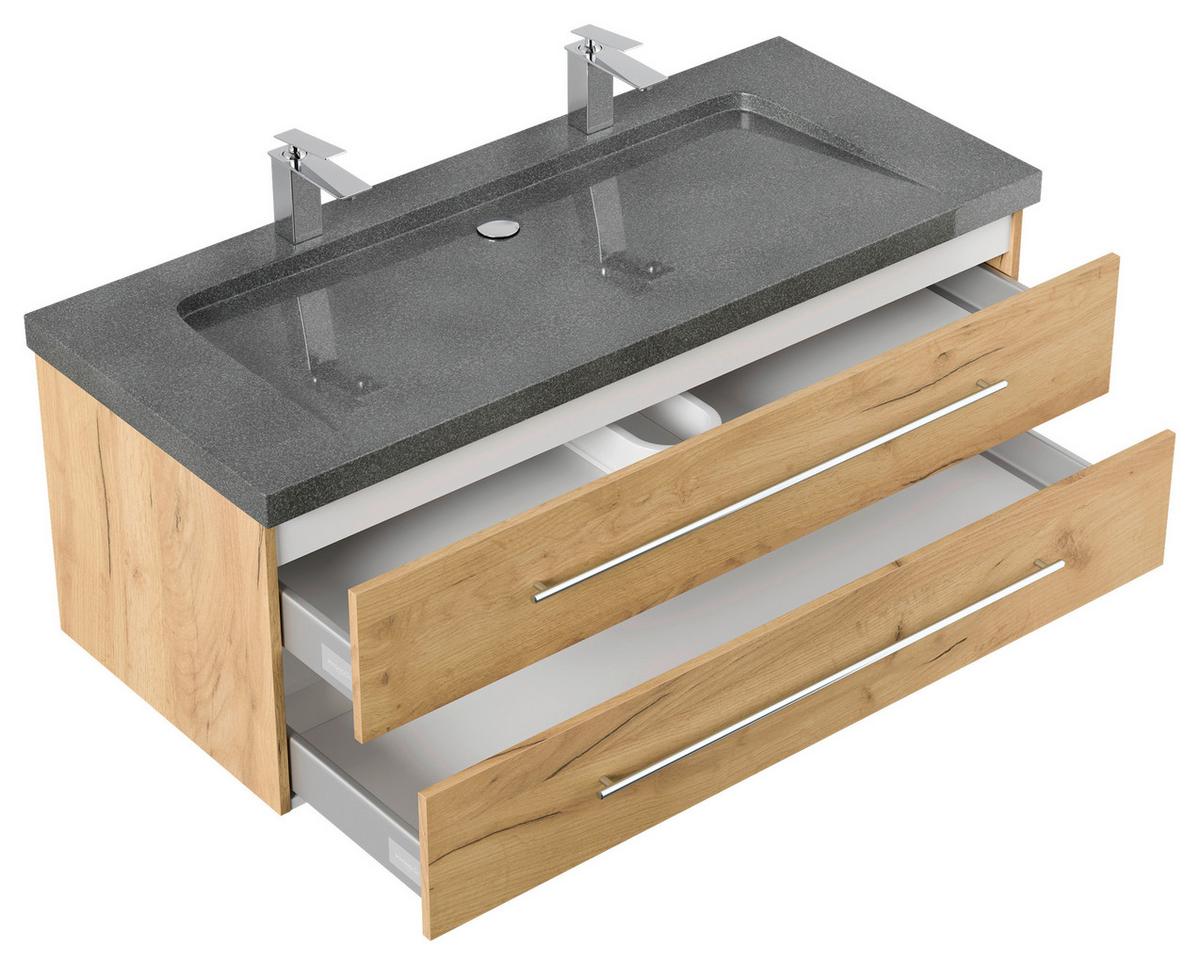 WASCHTISCHKOMBI Yamo, Eichefarben B: 130cm - Eichefarben, Basics, Holzwerkstoff/Stein (130cm) - MID.YOU