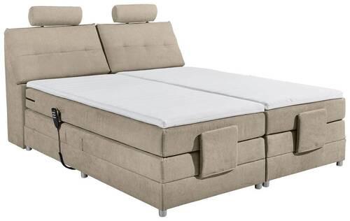 Boxspringbett mit Topper Elektrisch 180x200 cm Palermo - Sandfarben/Silberfarben, MODERN, Holzwerkstoff/Textil (180/200cm) - MID.YOU
