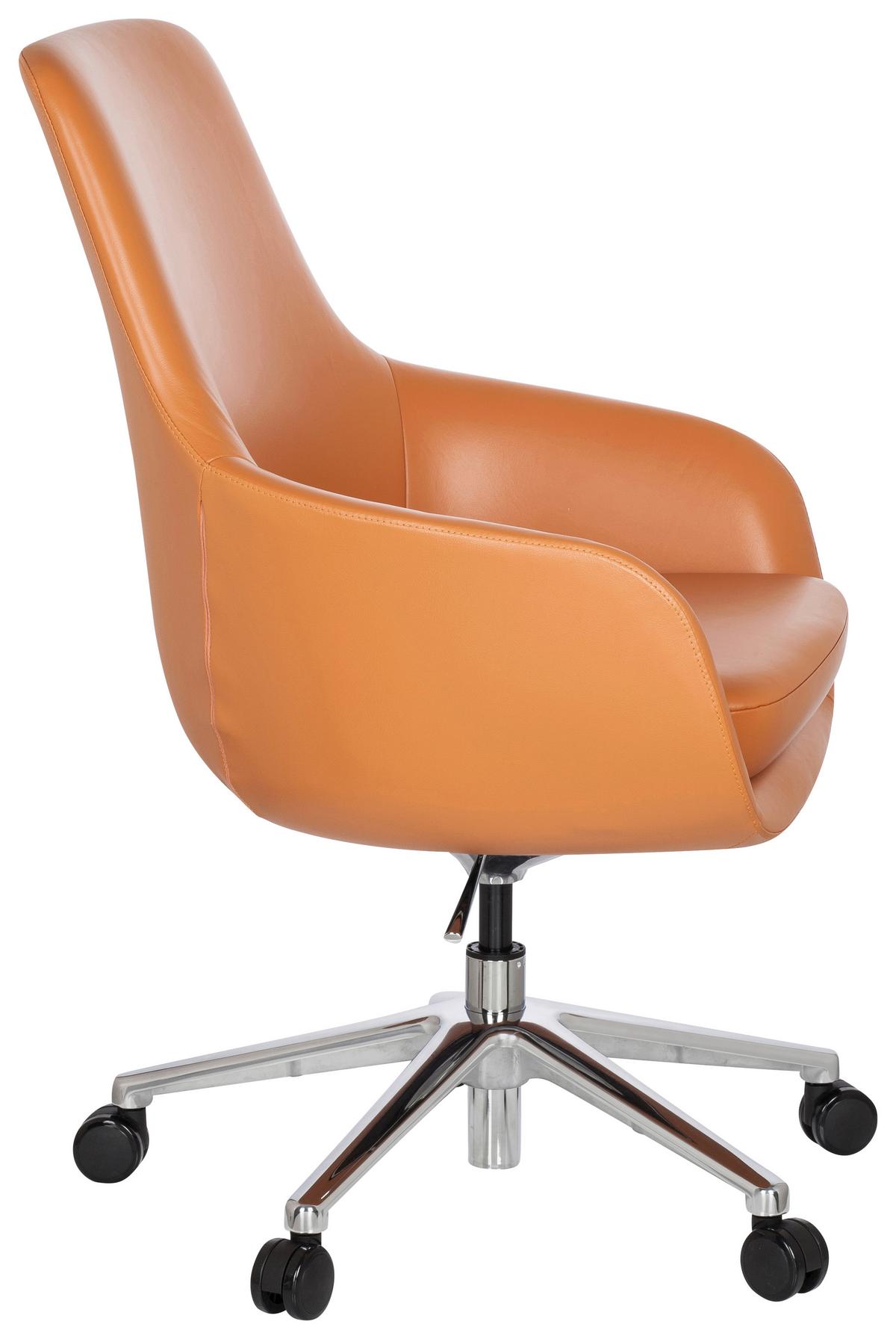 Bürostuhl Bareno Mit Armstützen Orange - Alufarben/Orange, MODERN, Leder/Kunststoff (65/104/54cm) - MID.YOU