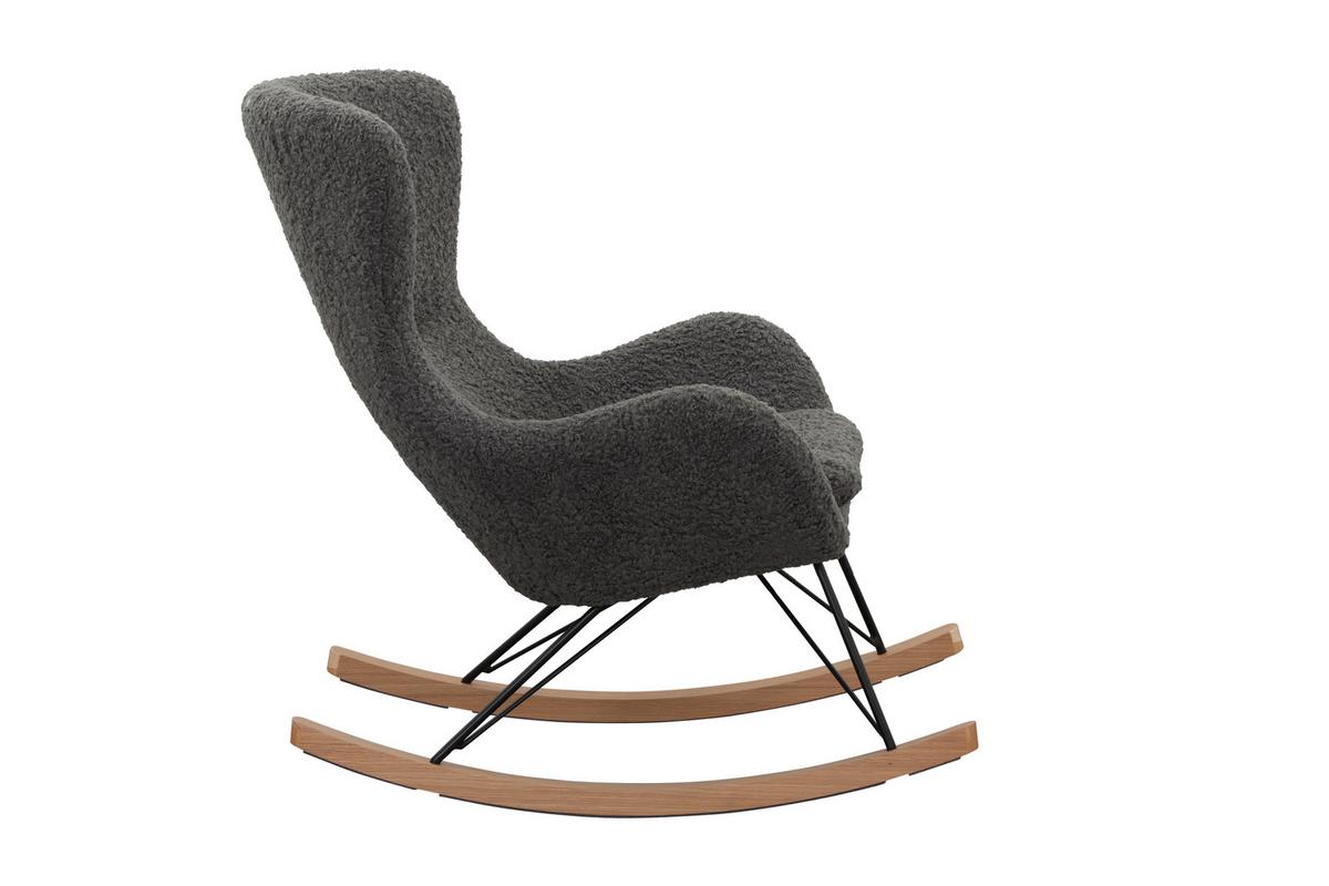 Schaukelstuhl Dunkelgrau B: 75 Cm - Eichefarben/Dunkelgrau, MODERN, Textil/Metall (75/106/102cm) - Livetastic