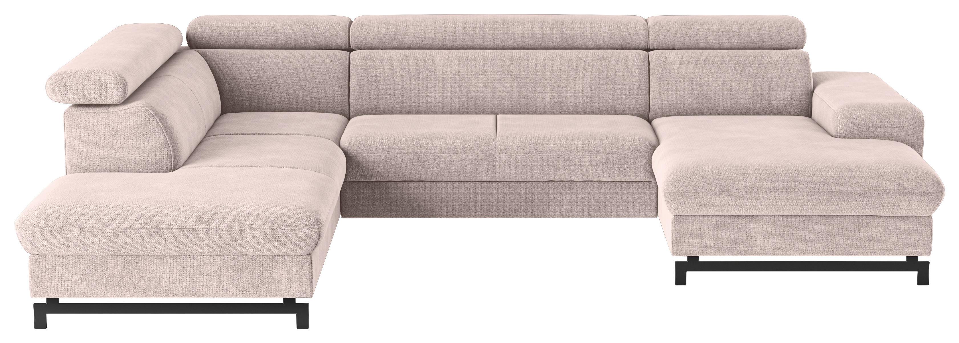 Wohnlandschaft mit Bettkasten Emma Creme - Creme/Schwarz, Textil (215/328/165cm) - MID.YOU