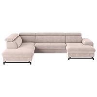 Wohnlandschaft mit Bettkasten Emma Creme - Creme/Schwarz, Textil (215/328/165cm) - MID.YOU