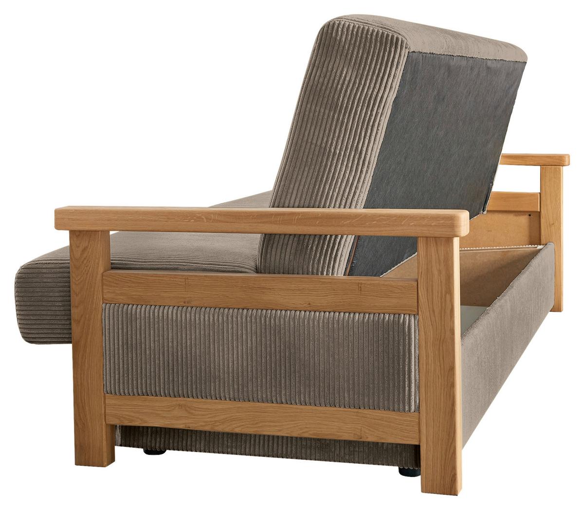 Schlafsofa Malaga Braun B: 220cm - Naturfarben/Braun, Design, Holz/Textil (220/90/90cm) - P & B
