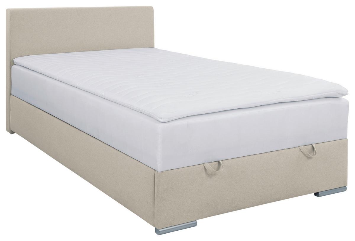 Polsterbett mit Matratze 120x200 Cosi Sandfarben - Sandfarben/Chromfarben, KONVENTIONELL, Holz/Textil (120/200cm)