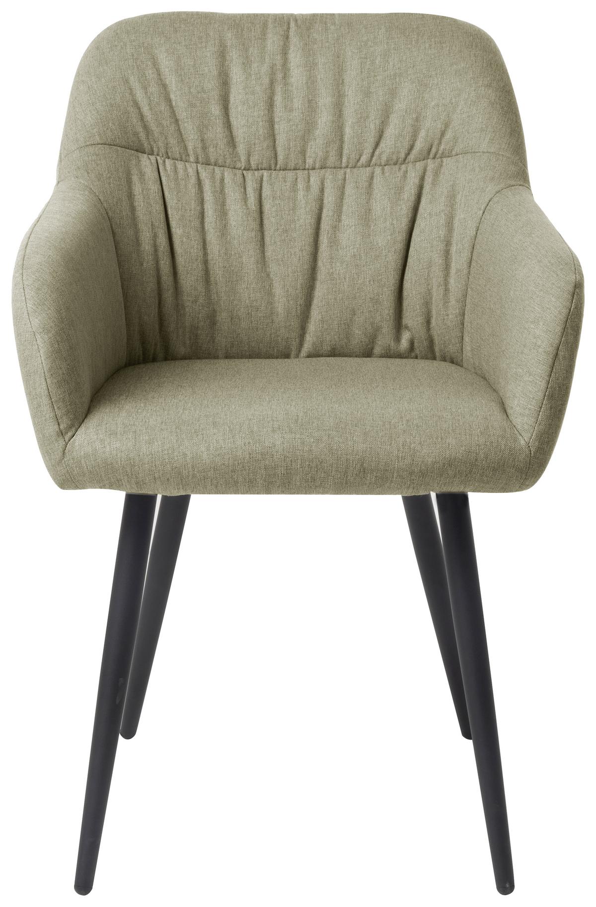 Armlehnstuhl Alessandro Leinenoptik Hellgrau - Schwarz/Grau, MODERN, Holz/Textil (54/86/60cm) - Ondega