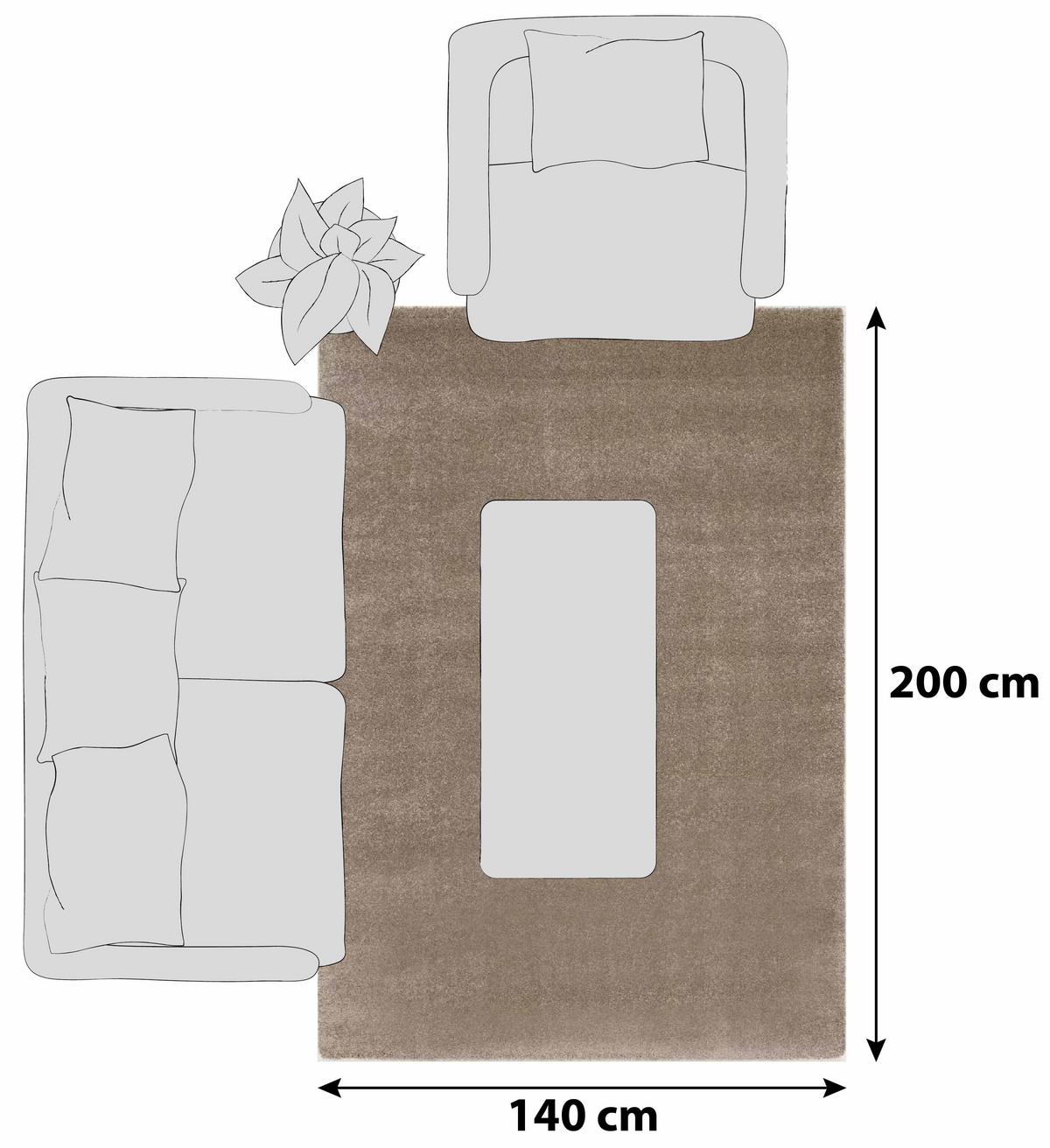 Hochflorteppich Bellevue Beige 140x200 cm - Beige, Basics, Textil (140/200cm) - Novel