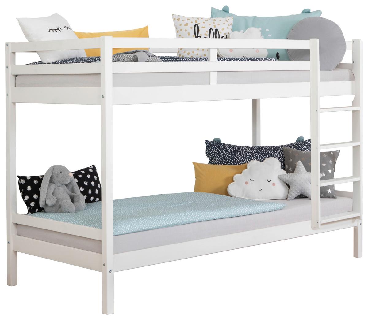 Etagenbett Rene Weiß Kiefer Massiv 90 Cm M. Leiter - Weiß, MODERN, Holz (90/200cm) - MID.YOU