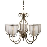 Hängeleuchte 6355-5ab - Messingfarben, Design, Glas/Metall (52/44cm)