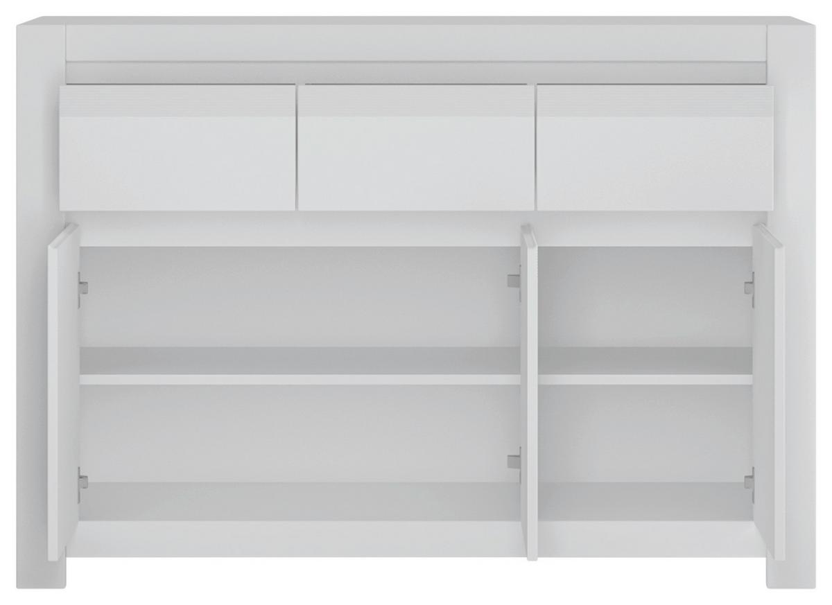 Komoda NOVI barva bílá - bílá/černá, Moderní, kompozitní dřevo/plast (130/92/42,2cm) - Premium Living