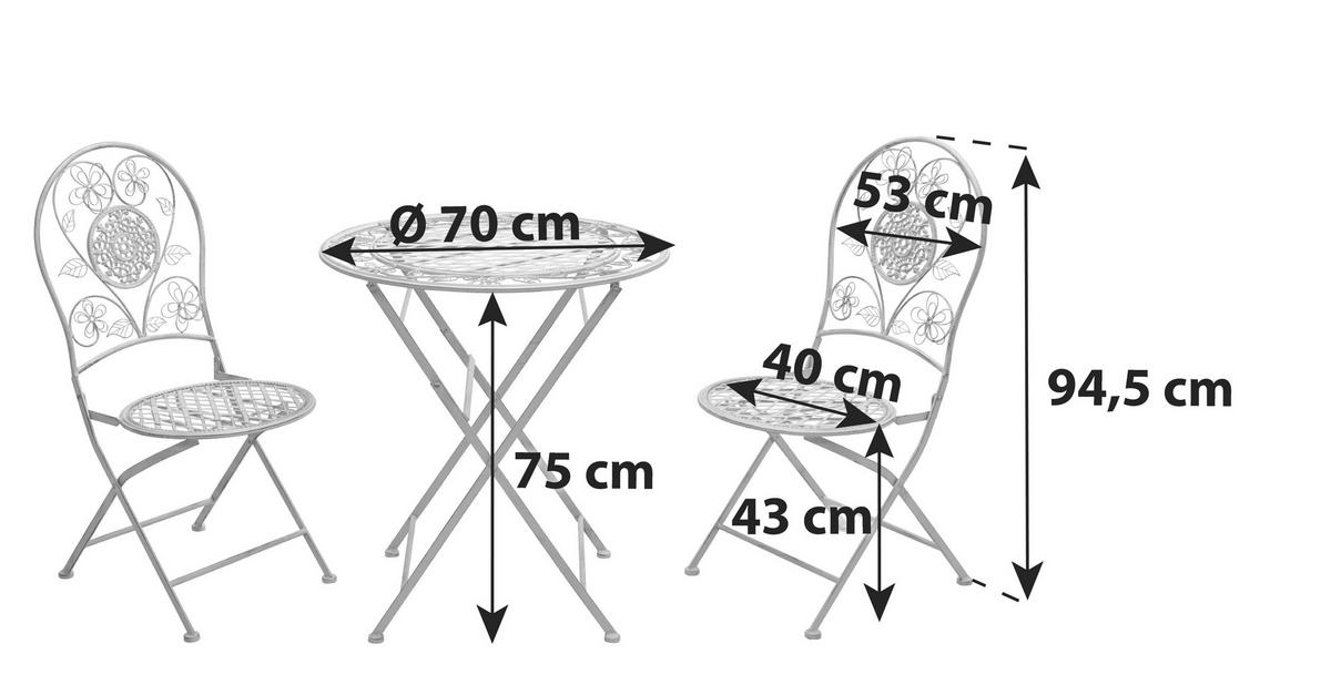 Balkonmöbel Set Malta Aus Eisen - Weiß, MODERN, Metall - Ondega