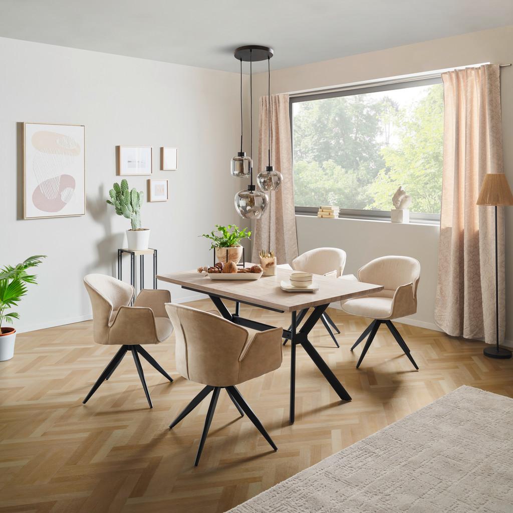 Armlehnstuhl Hilda Beige drehbare Sitzfläche 2er-Set