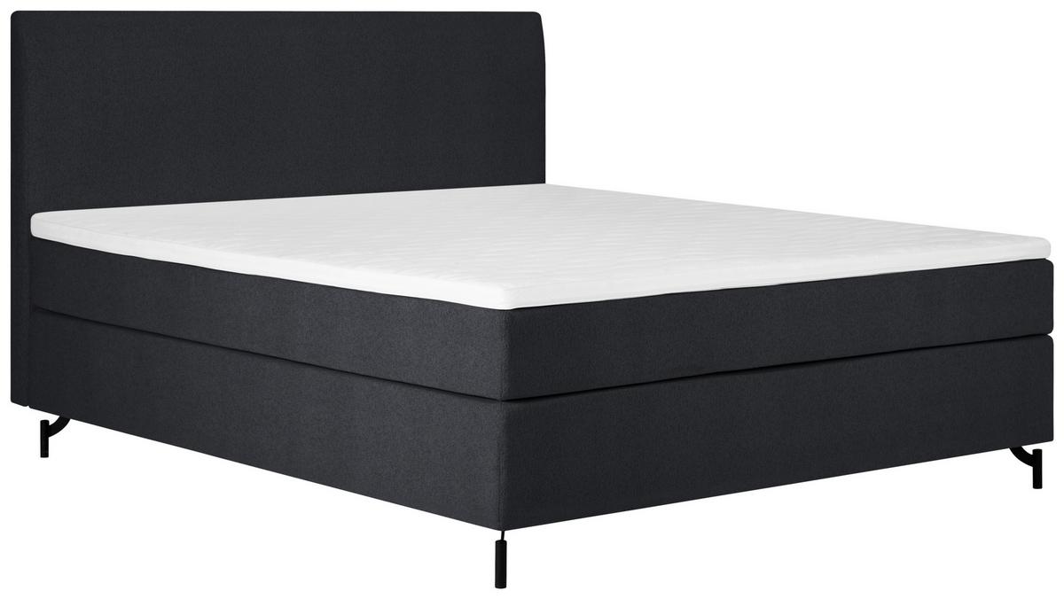 Boxspringbett mit Topper 140x200 cm Linz, Schwarz - Schwarz, MODERN, Textil (140/200cm) - MID.YOU