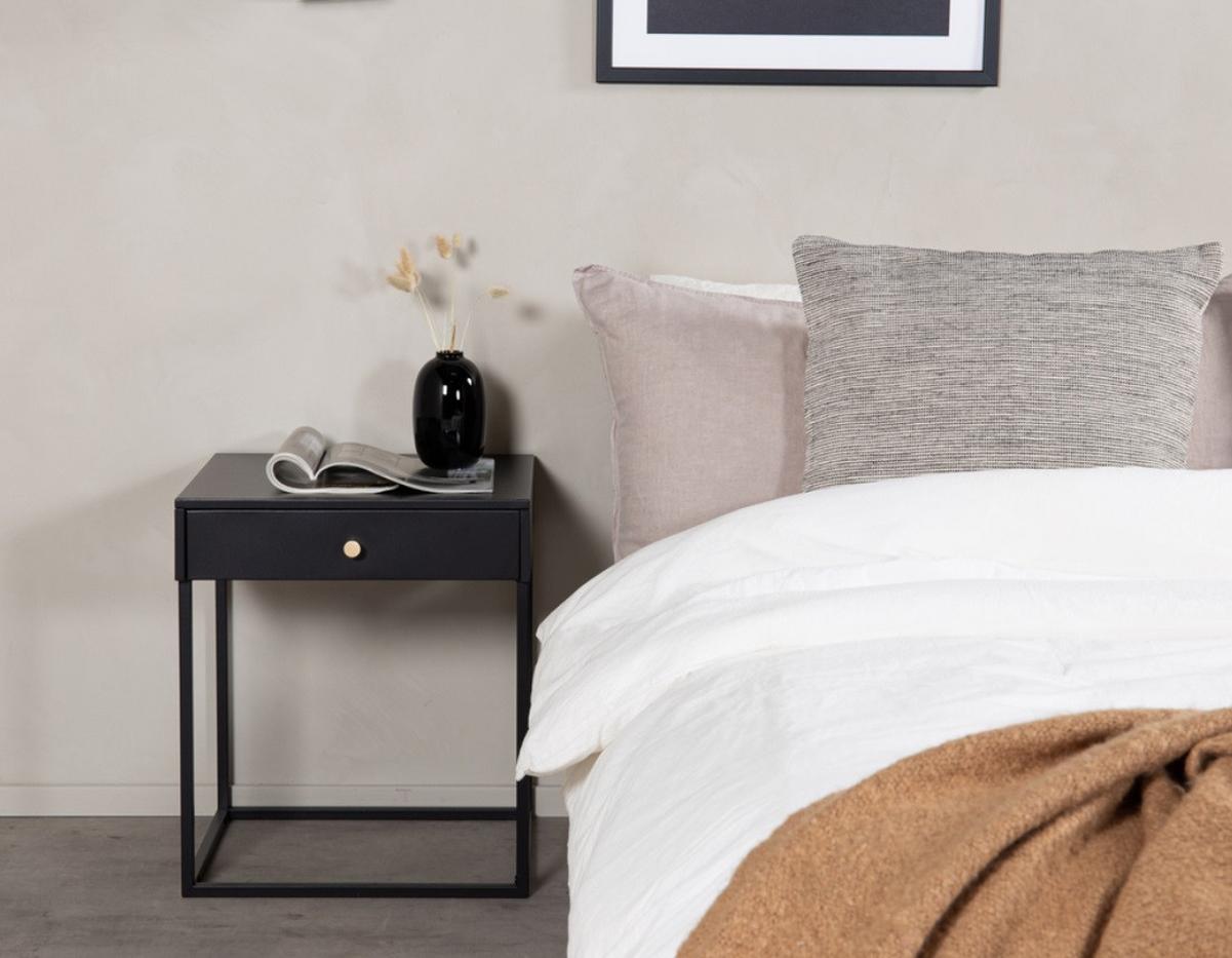 Nachttisch Bakal - Schwarz, Design, Metall (41/50/43cm) - Livetastic