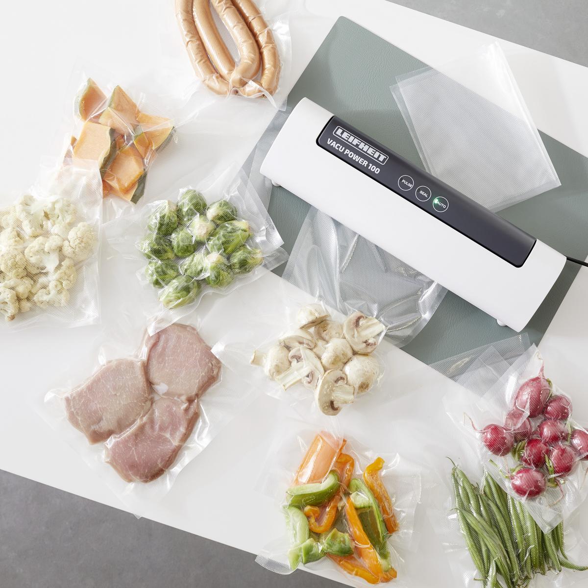 Vakuumiergerät Vacu Power 100 inkl. Vakuumierbeutel, 4l/Min - Weiß, KONVENTIONELL, Kunststoff (36/10/6,5cm) - Leifheit