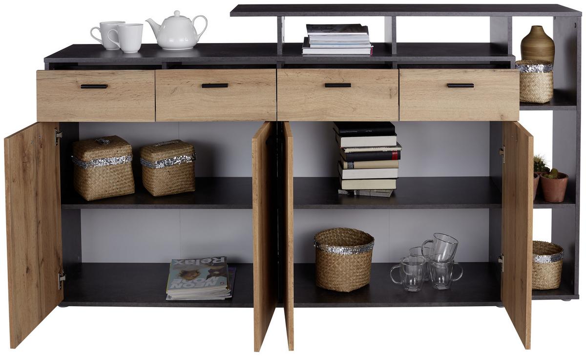 Komód Tom 190/105 Cm - tölgyfa/szürke, Modern, fa (190/105/40cm)
