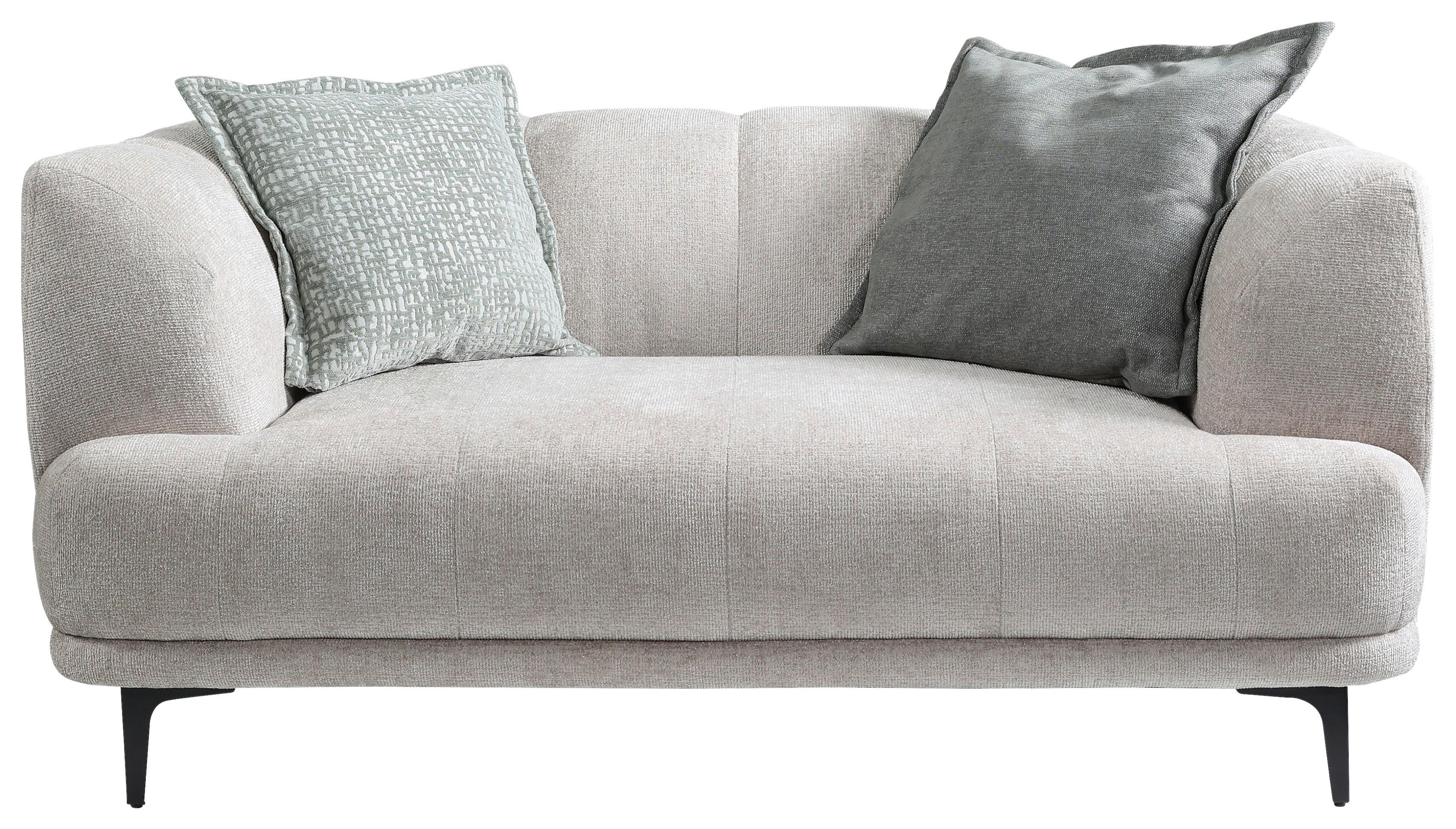 2-Sitzer-Sofa Lou Creme/Schwarz, 166 cm - Creme/Schwarz, Design, Textil (166/77/106cm) - MID.YOU