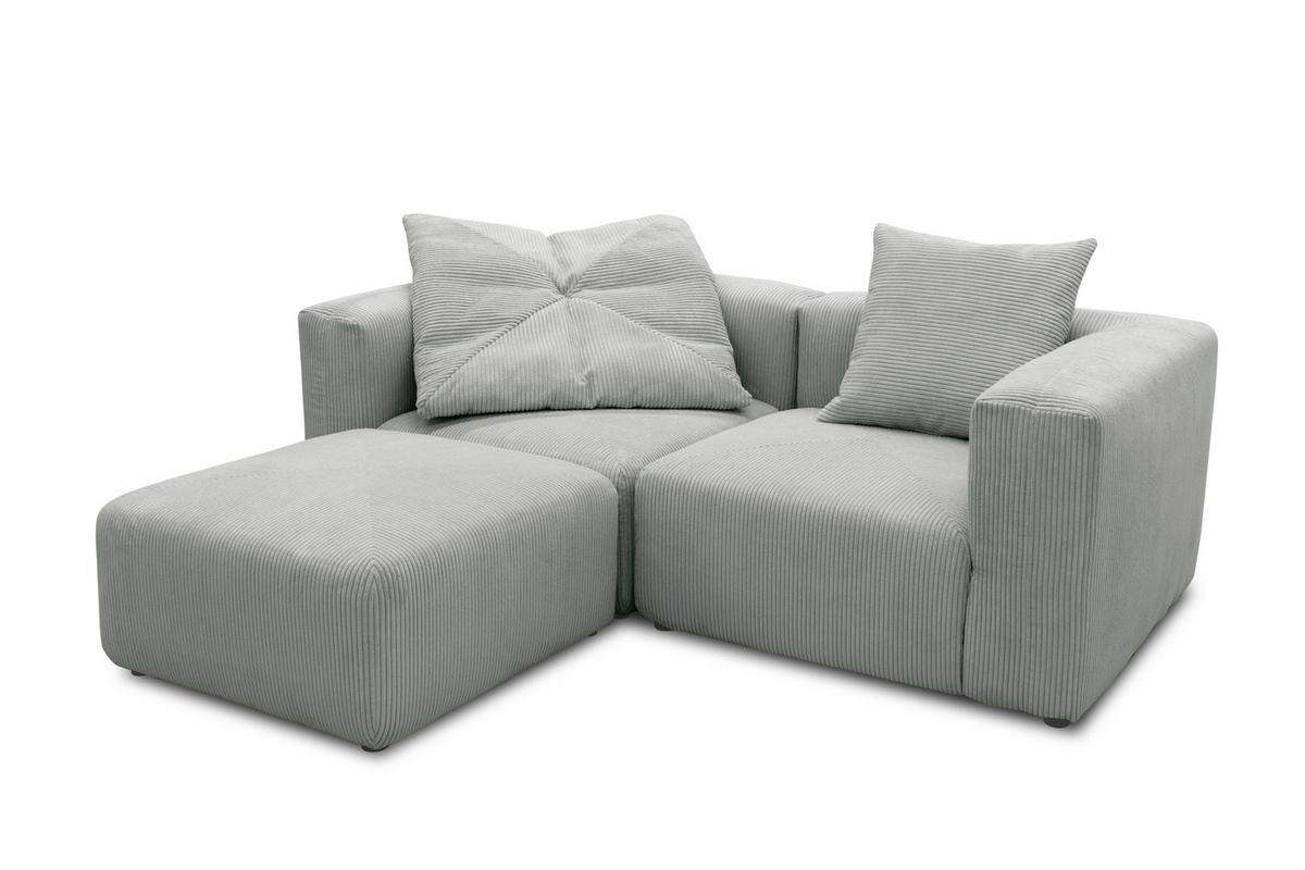 Ecksofa Hellgrau B: 216 Cm - Hellgrau/Schwarz, Design, Textil (216/69/193cm) - MID.YOU