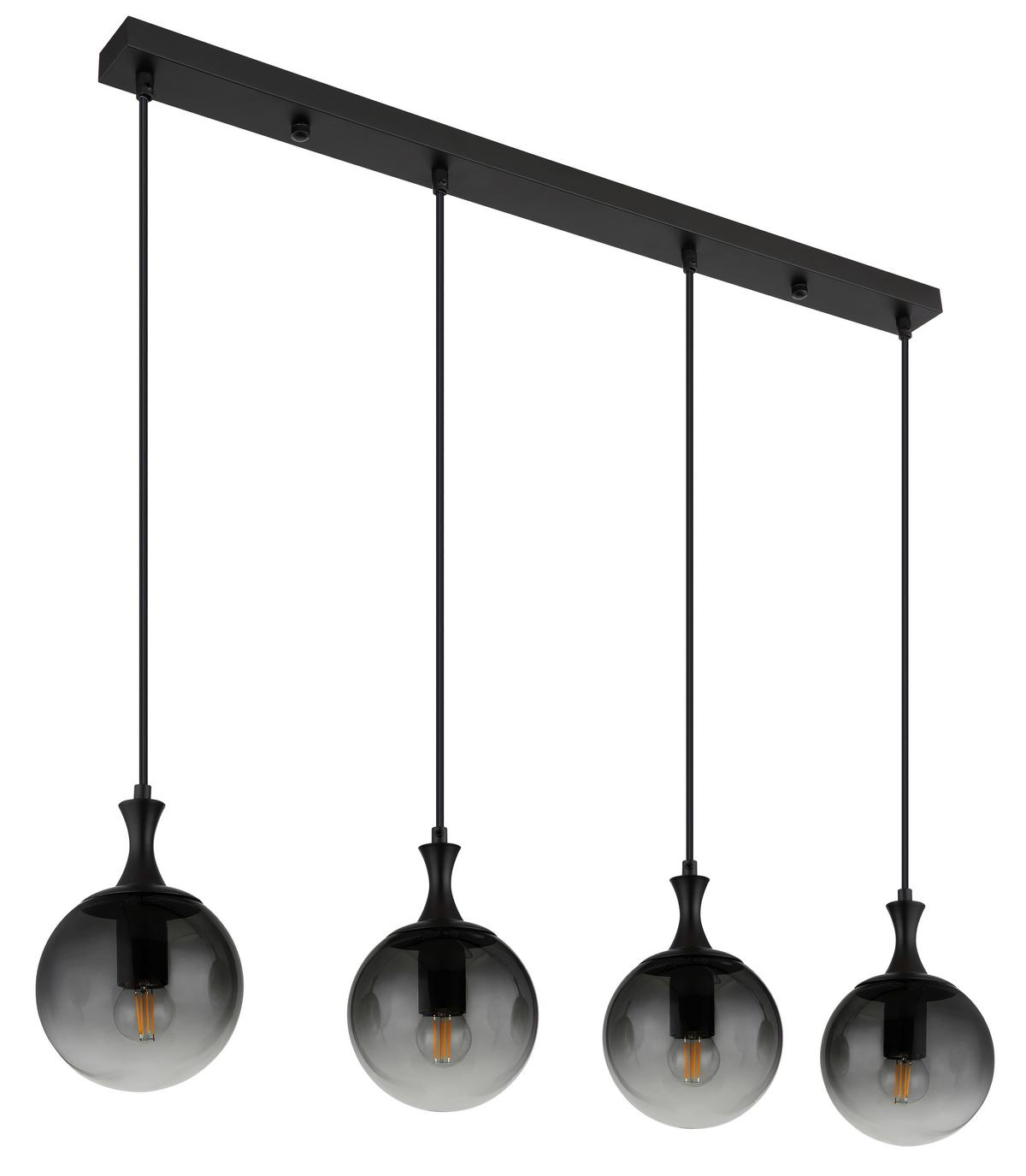 Függőlámpa 15885-4h - fekete, Design, műanyag/Üveg (90/15/130cm) - Globo